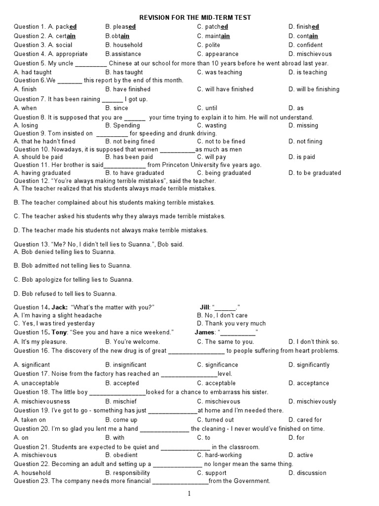 Revision For The MidTerm Test Grade 12 PDF Vaccines Virus