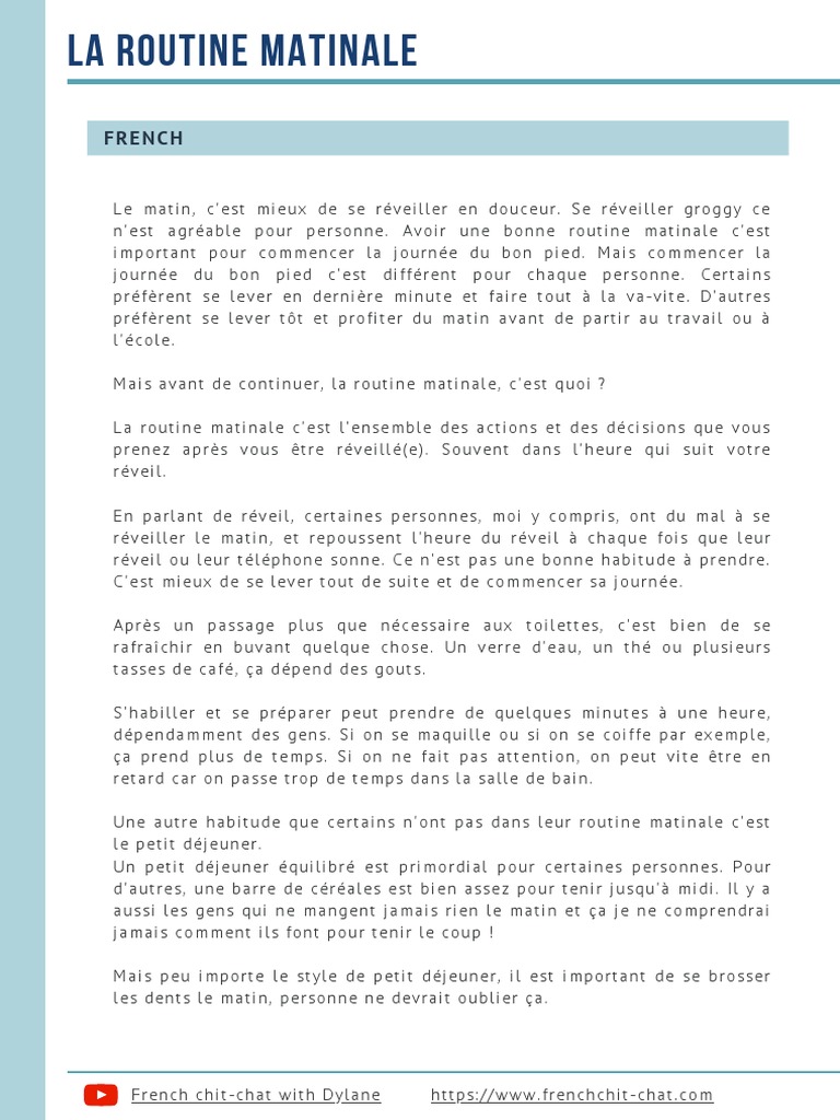 Routine Matinale : Conseils et Habitudes | PDF