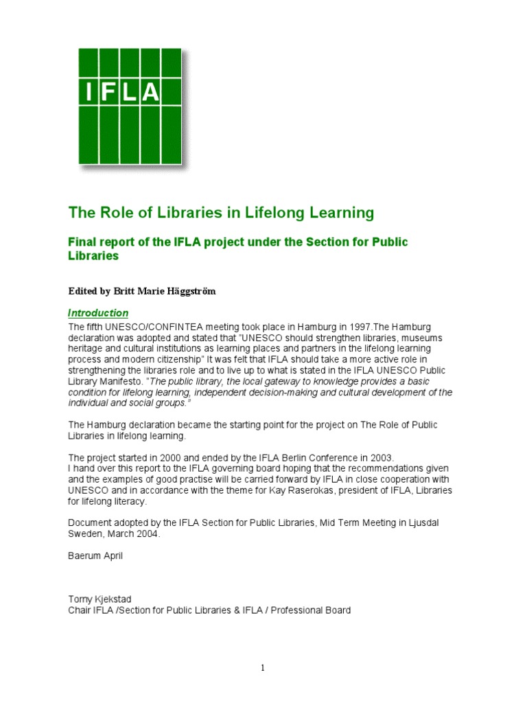 Libraries' Impact on Lifelong Learning | PDF | Libraries | Lifelong ...