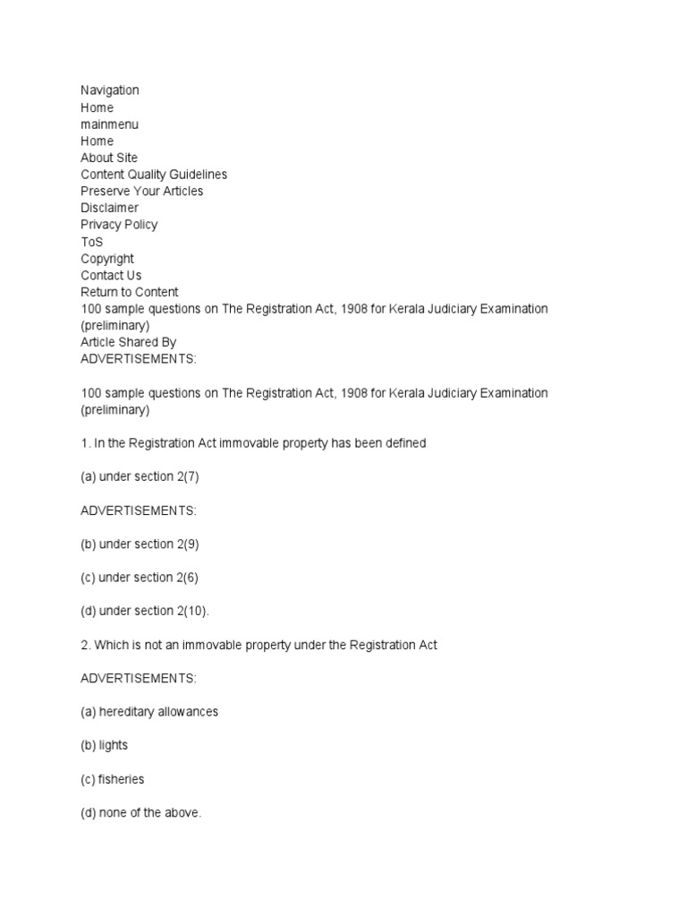 Registration MCQ | PDF