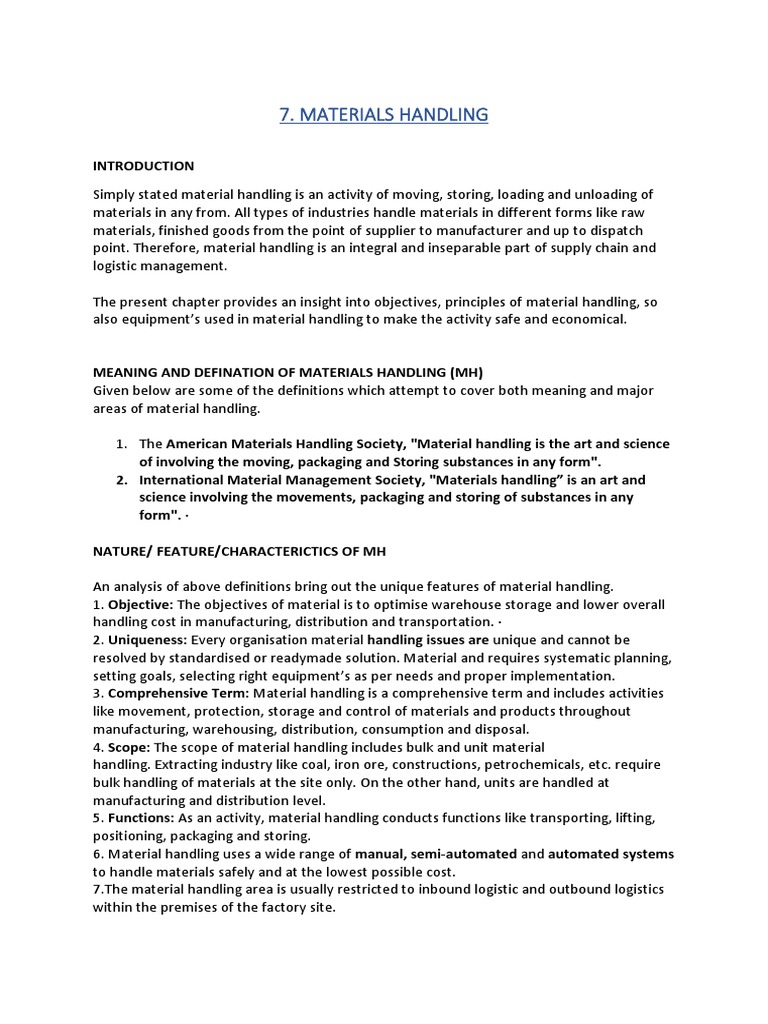 Principles and Objectives of Material Handling | PDF | Crane (Machine ...