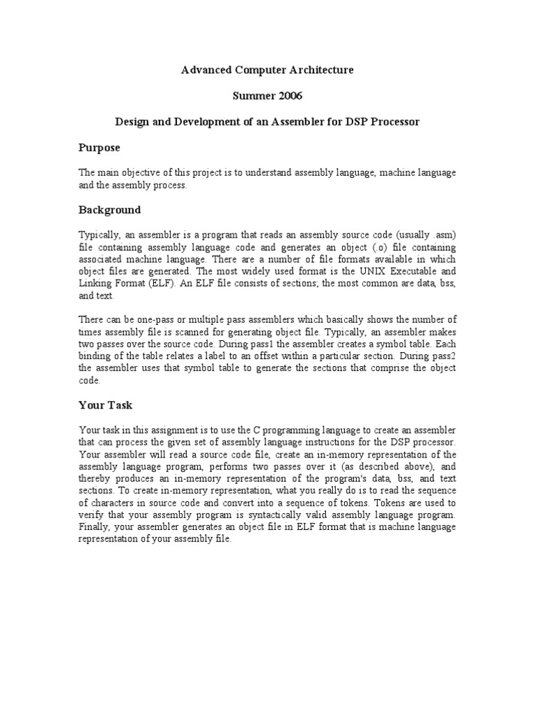 Advanced Computer Architecture Summer 2006 Design and Development of An ...