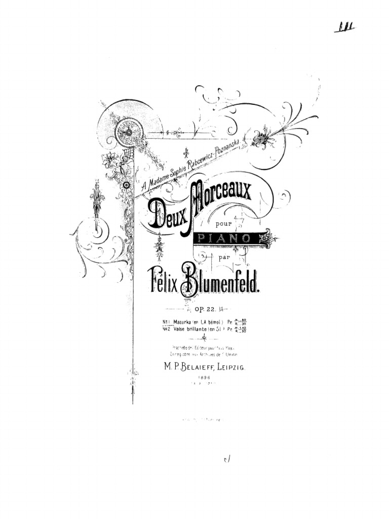 2 Pieces Op. 22 Blumenfeld PDF