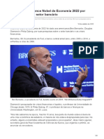 Ben Bernanke Vence Nobel de Economia 2022 Por Pesquisas Sobre Setor Bancário