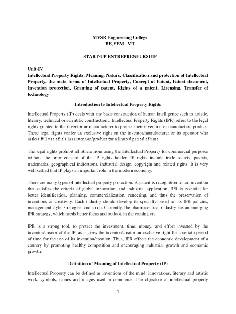 Understanding Intellectual Property Rights | PDF | Intellectual ...