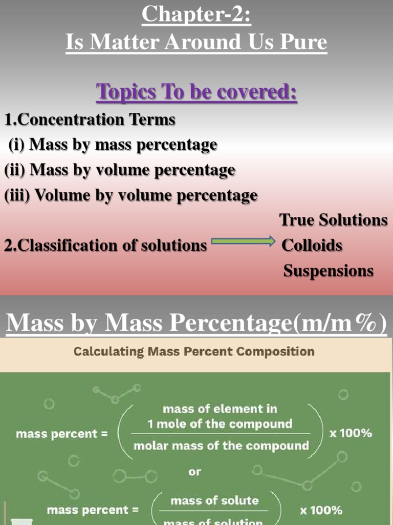 Understanding Pure Matter: Solutions & Mixtures | PDF | Science ...