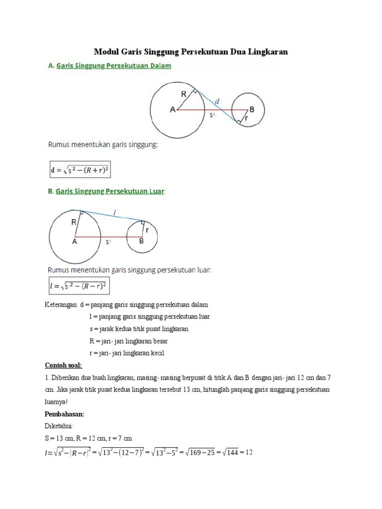 Modul Garis Singgung Persekutuan Dua Lingkaran | PDF