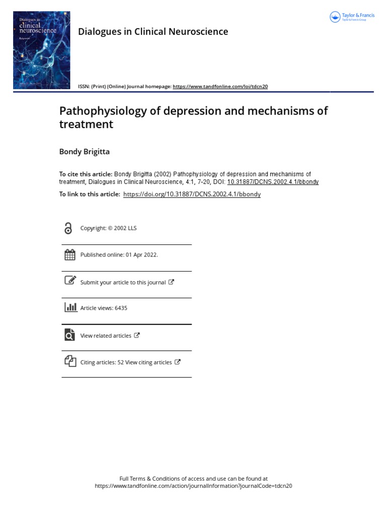 Pathophysiology Of Depression