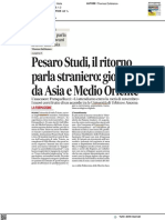 Pesaro Studi parla straniero: giovani dall'Asia e Medio Oriente - Il Corriere Adriatico del 9 ottobre 2022