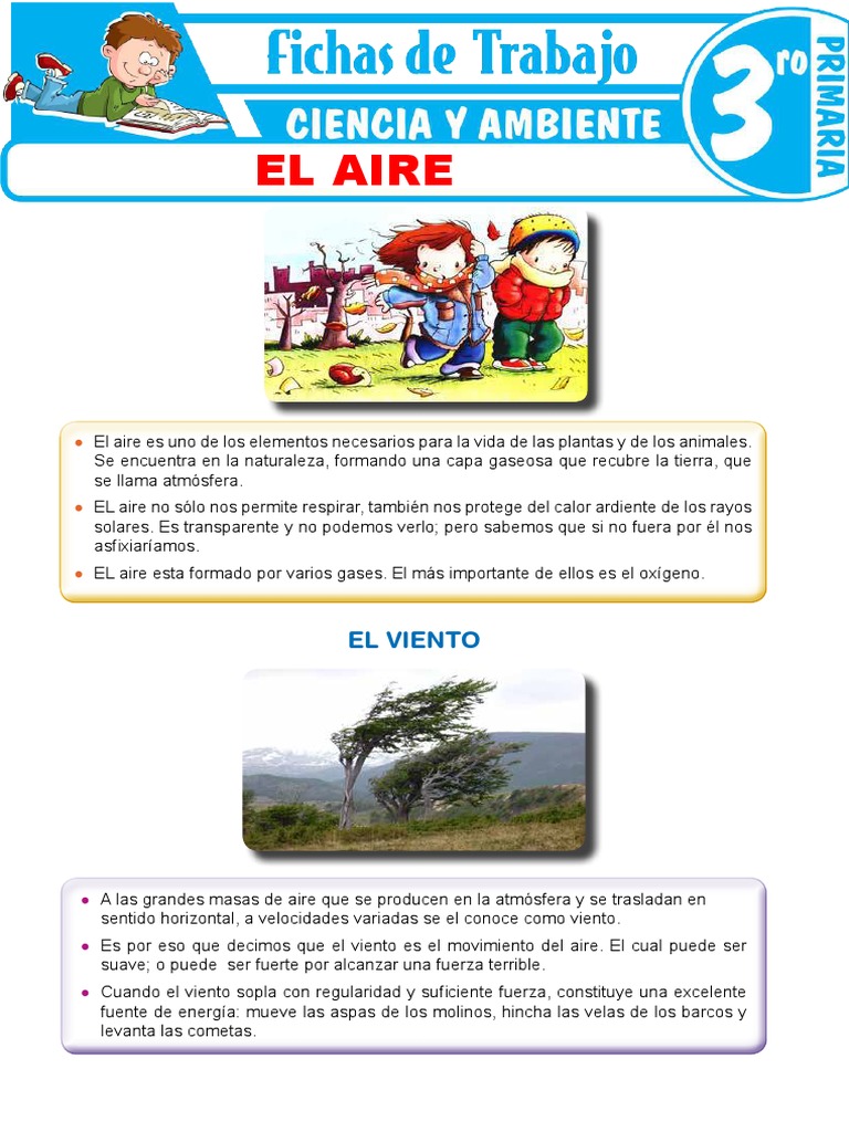 El aire: importancia y propiedades para niños | PDF | Atmósfera de ...