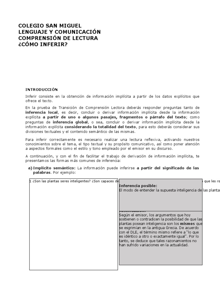 Cómo Inferir Información en Lectura | PDF | Información