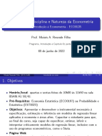 Introdução à Econometria: Programa, Bibliografia e Conceitos Iniciais