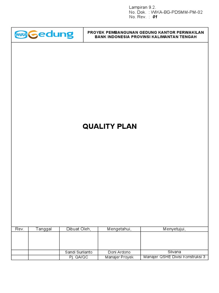 Rencana Kendali Mutu Proyek Q-Plan | PDF