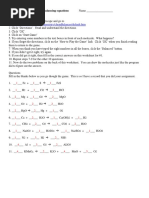 WORKSHEETS KEY Balancing Equations