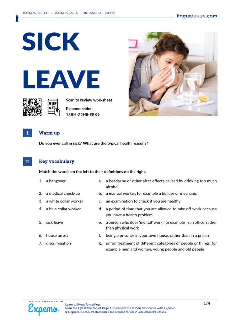 Sick Leave American English Teacher Ver2 | PDF | Employment | Sick Leave