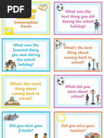 Back To School Conversation Cards For Esl Students - Ver - 2