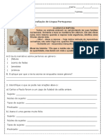 Avaliação de Língua Portuguesa: 1.faça A Leitura Do Texto Abaixo