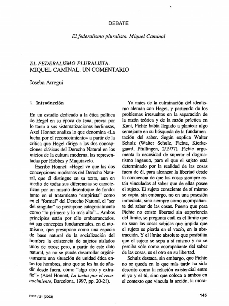 Federalismo Pluralista - Miguel Caminal | PDF | Estado (política) | Nación