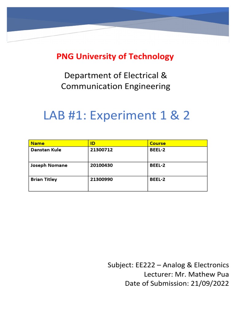 I-V Characteristics of Diodes Lab Report | PDF | P–N Junction | Diode