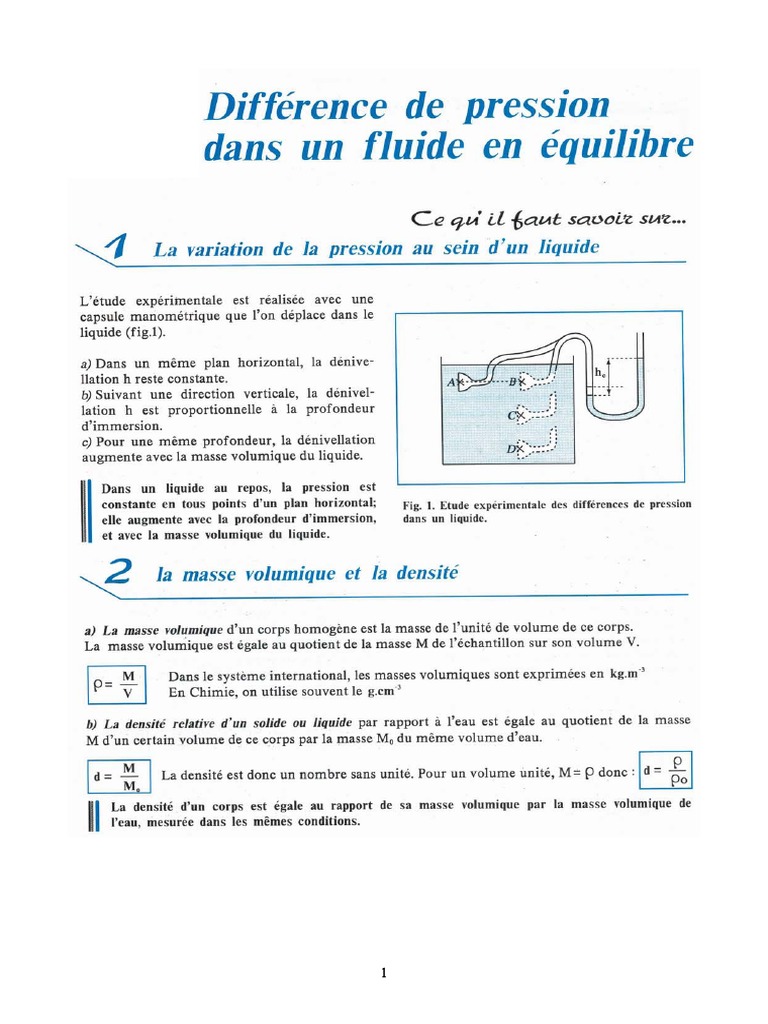 Principe Fondamental de La Statique Des Fluides PDF