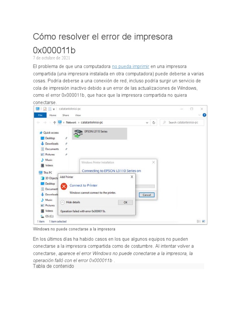 Solución al error de impresora 0x000011b | PDF | Microsoft Windows ...