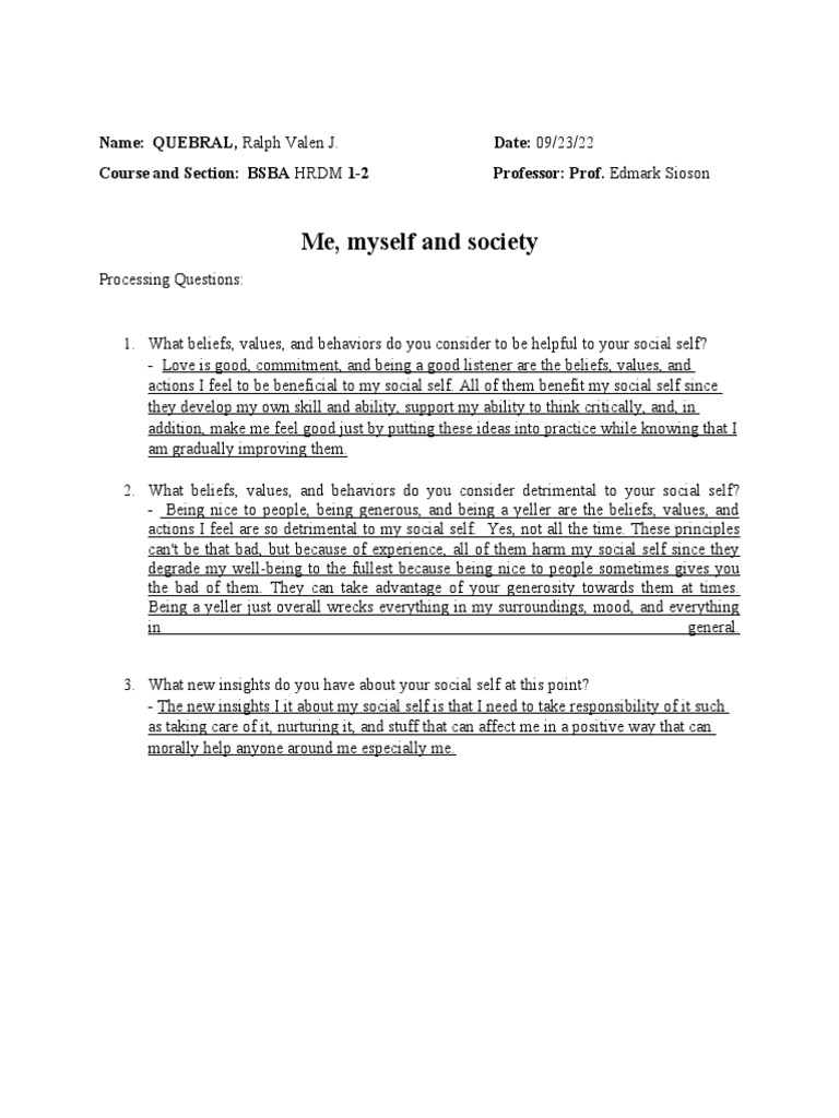 Social Self | PDF | Self | Social Psychology