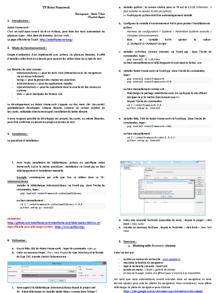 Formation Avancée Robot Framework | PDF | Python (Langage de ...