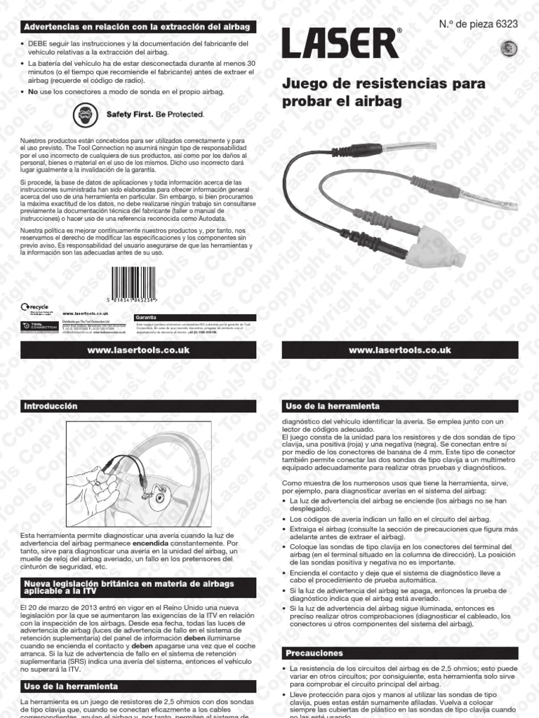 6323 Instructions ES PDF Airbag Resistor