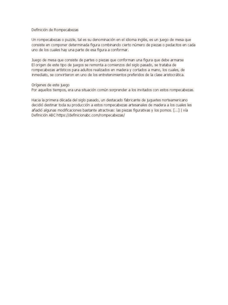 Definición de Rompecabezas PDF