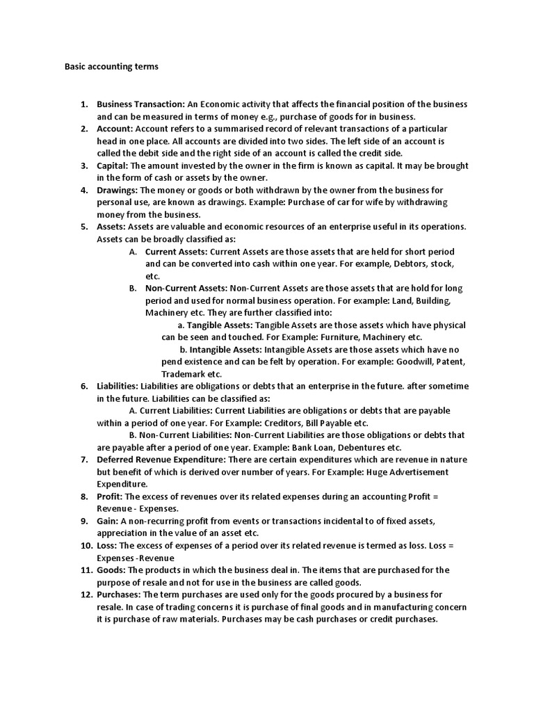 Basic Accounting Terms | PDF | Expense | Invoice