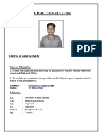 Curriculum Vitae: Rakesh Kumar Jaiswal Career Objective