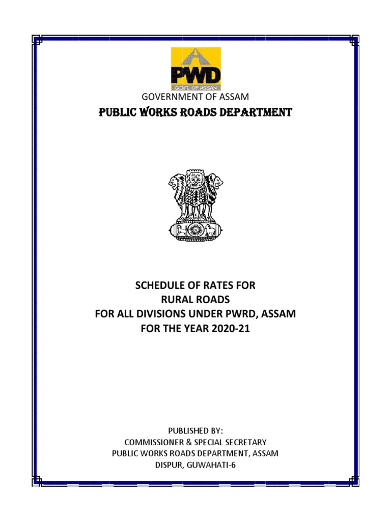 Assam PWD Rural Roads Rate Schedule 2020-21 | PDF | Concrete | Road