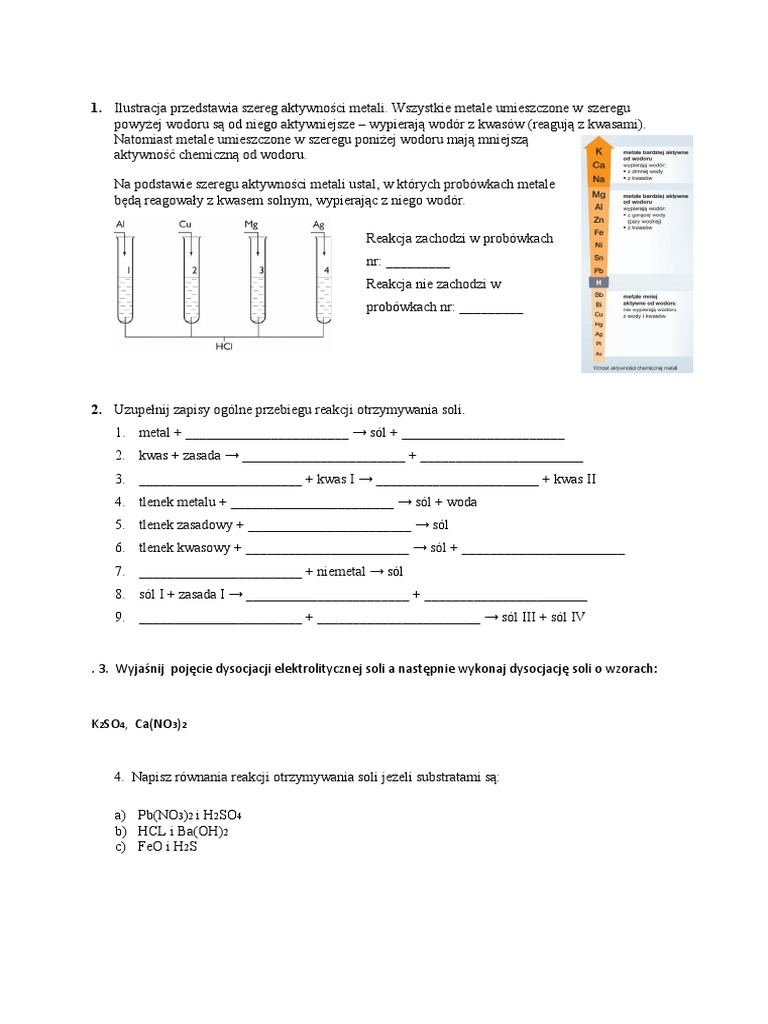 Sprawdzian Z Chemii Klasa 8 Sole Nowa Era Sole - Sprawdzian Klasa 8 | PDF