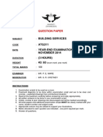 Question Paper: Building Services ATG311 Year-End Examination November 2014 (3 HOURS) 40: 60