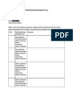 Reading Log For Ela