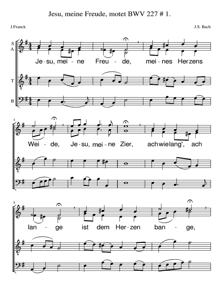 Jesu Meine Freude Bach BWV 227 No 1 1 | PDF