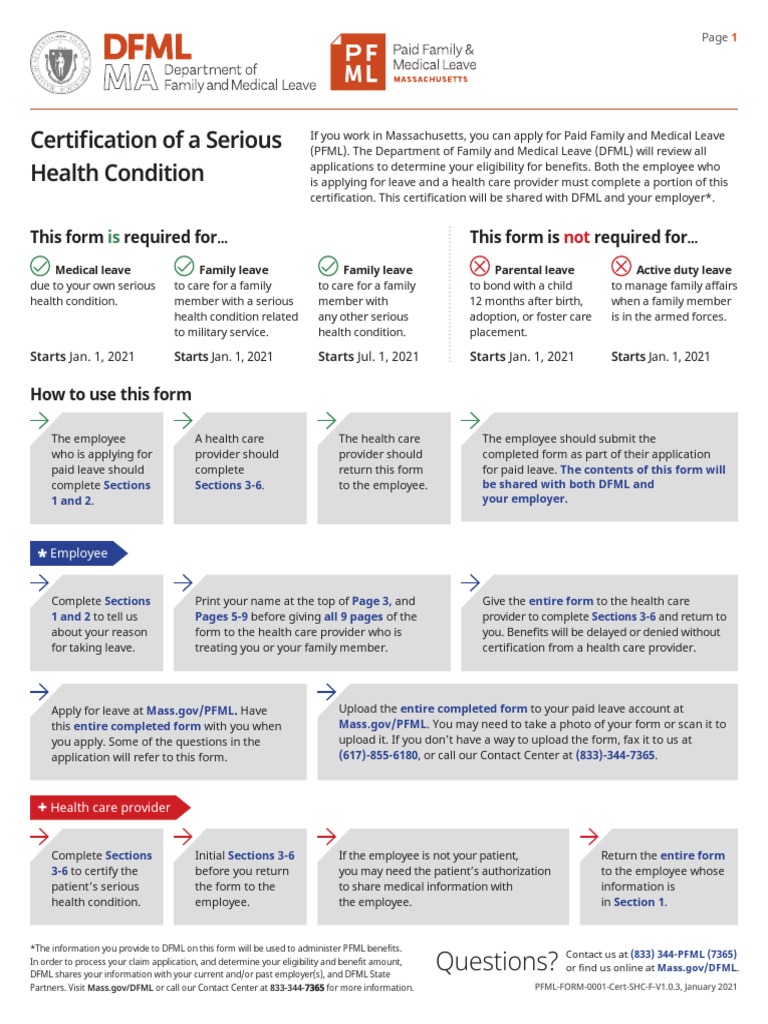 Certification of A Serious Health Condition Form | PDF | Sick Leave ...