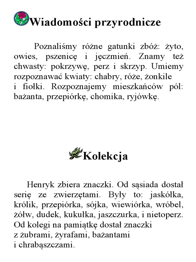 Dyktanda Klasa 7 Do Wydruku Dyktanda Do Przepisywania | PDF