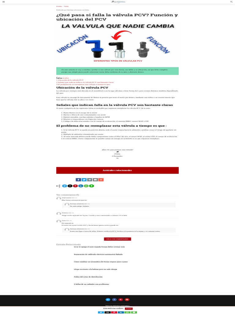 Fallas y síntomas de la válvula PCV | PDF | Ingeniería mecánica ...
