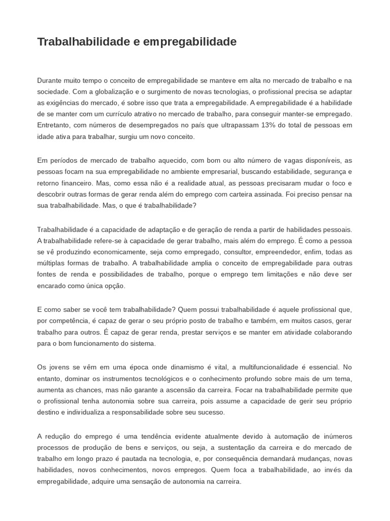 Trabalhabilidade: O Futuro Profissional | PDF | Mercado (economia ...