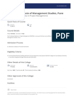 Symbiosis Institute of Management Studies, Pune: (Post Graduate Diploma in Project Management)