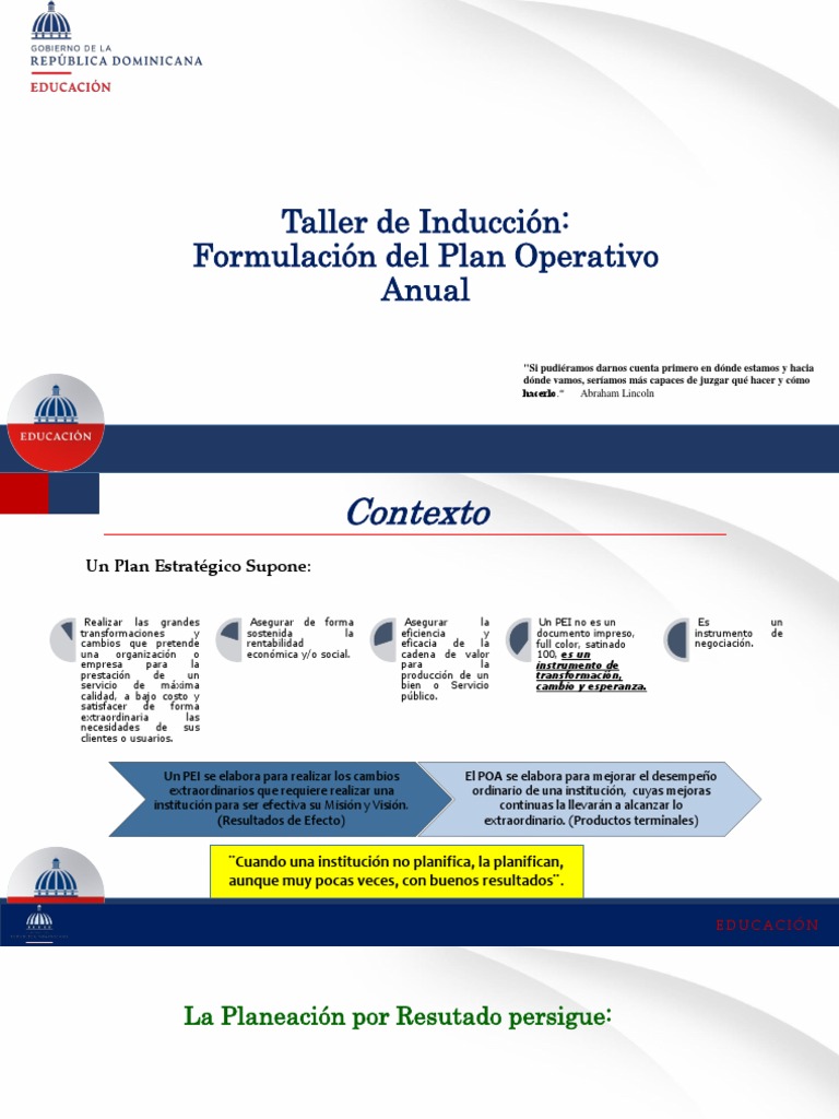 Presentación Inducción POA MINERD | PDF | Planificación estratégica ...