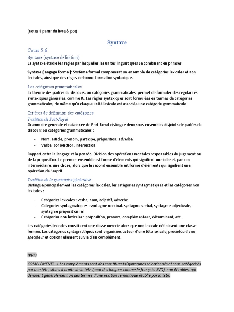 Exemples de syntagmes prépositionnels | PDF | Nature (grammaire ...