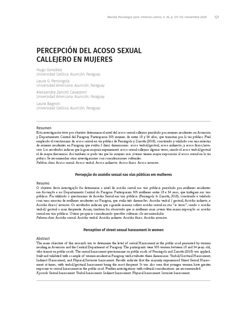 Percepción Del Acoso Sexual Callejero en Mujeres | PDF