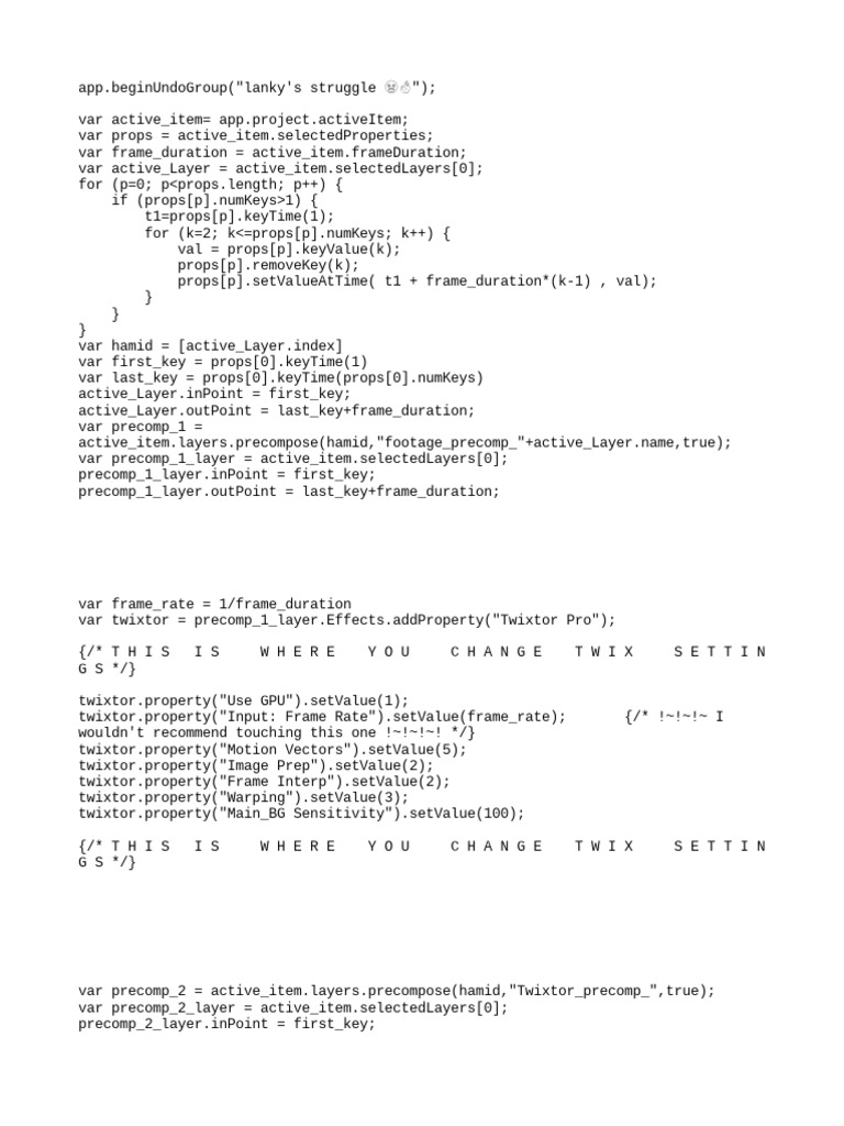 Twixtor Settings for Layer Precomp | PDF