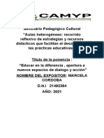 Seminario Pedagógico Cultural AULAS HETEROGENEAS CORDOBA MARCELA 21492394