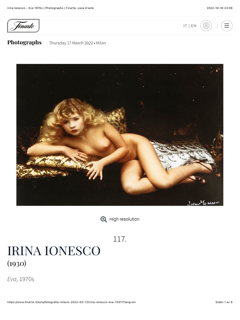 Irina Ionesco Eva 1970s Photographs Finarte Casa D aste PDF 