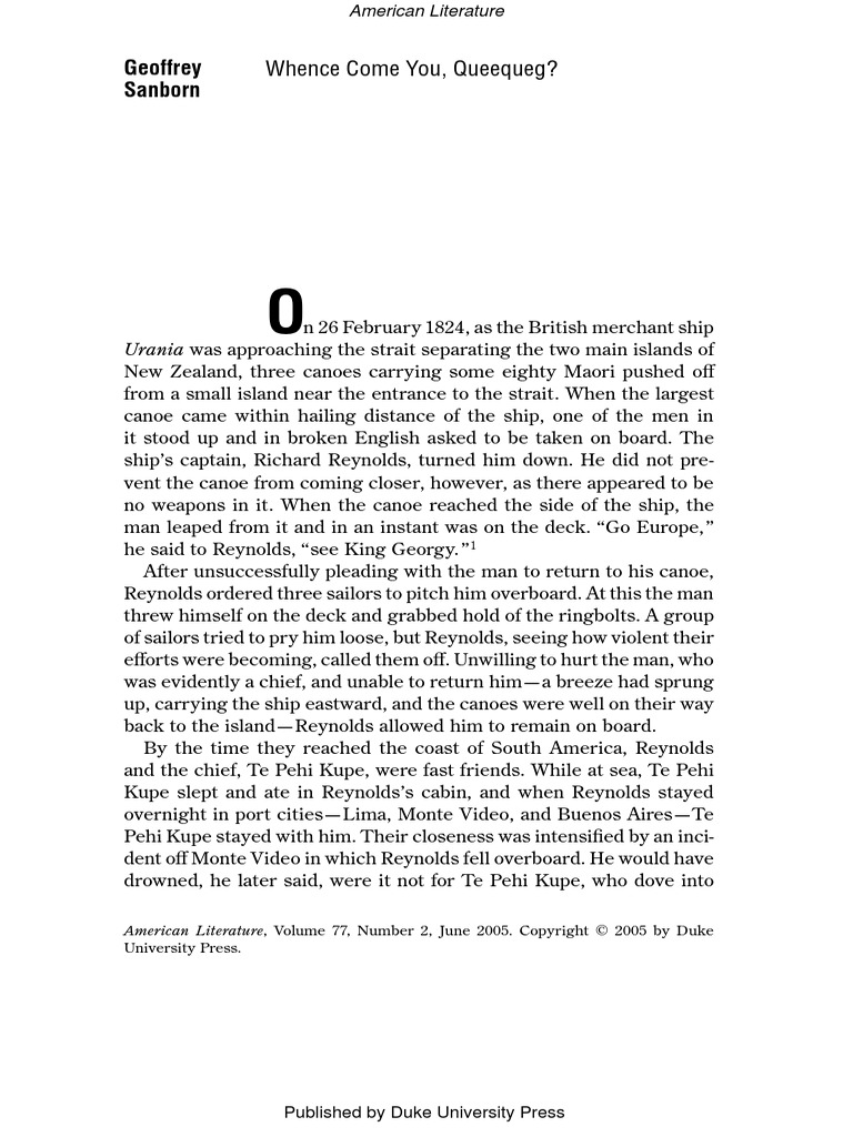 Whence Come You Queequeg | PDF | Moby Dick | Ishmael (Moby Dick)