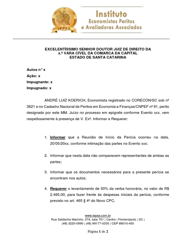 Pedido de Honorários de Perito Judicial | PDF | Economista | Justiça