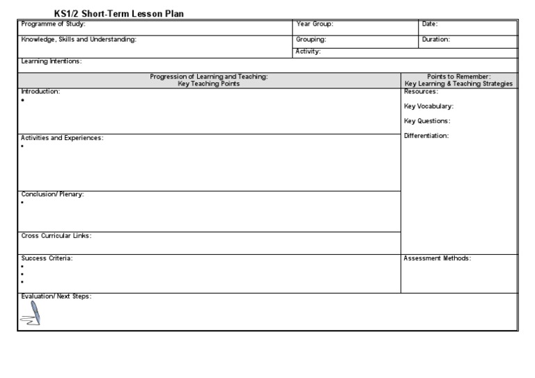 Short Term Lesson Plan Example